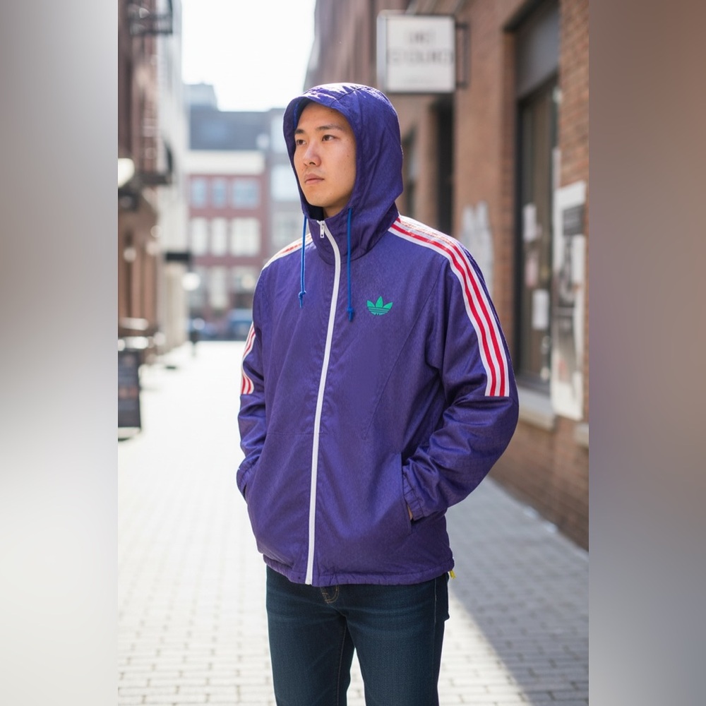 Adidas Men's Vibrant Purple Windbreaker‎ - Picture 2 of 4